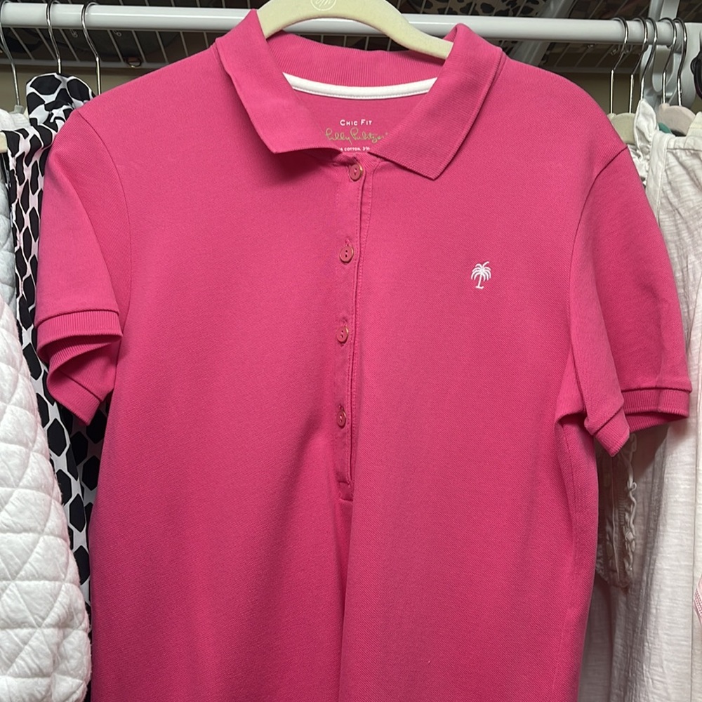 Lilly Pulitzer pink polo style shirt size large